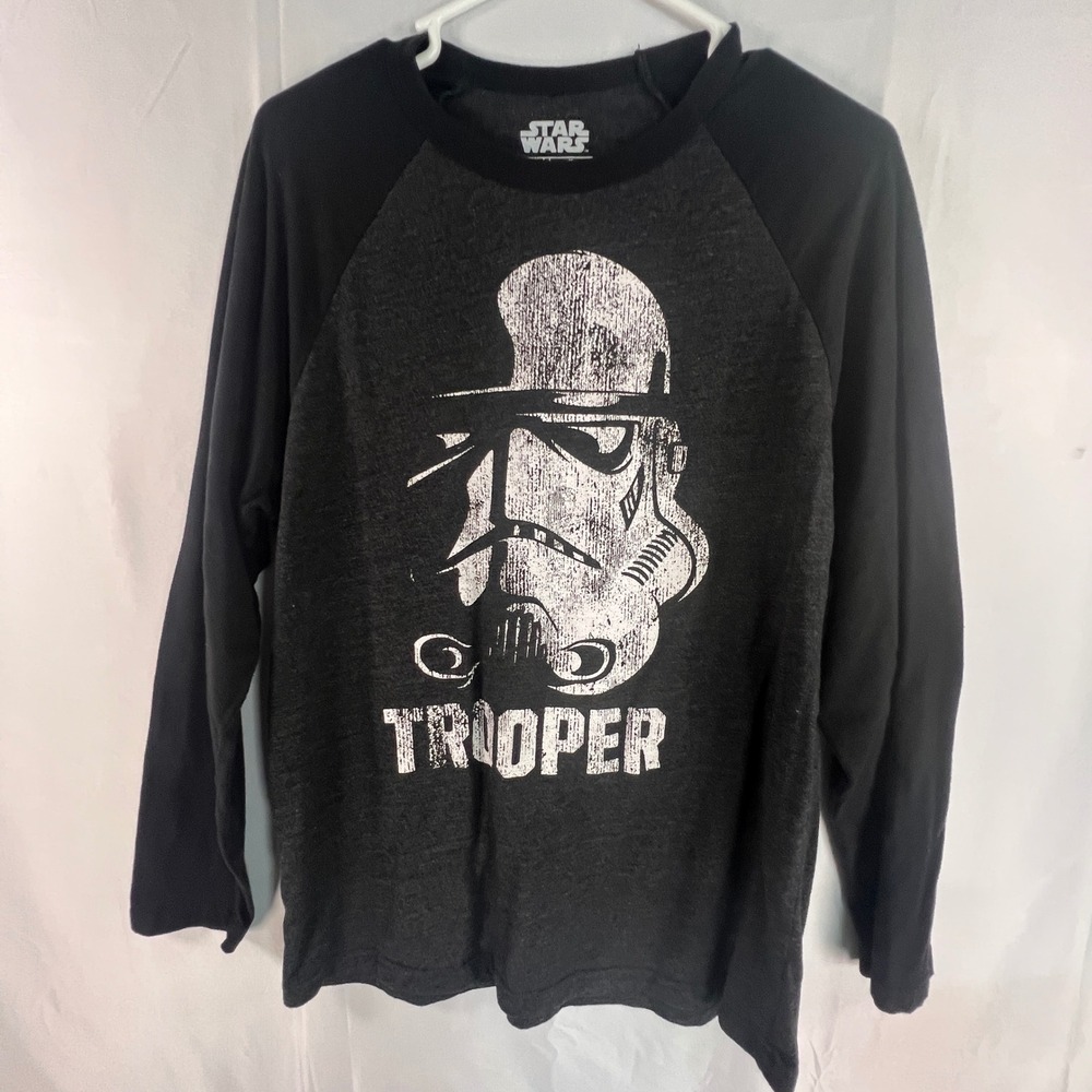 Star Wars Stormtrooper Raglan Long Sleeve Graphic T-Shirt Mad Engine Gray Men MD
